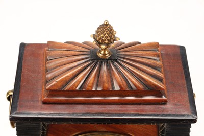 Lot WILLIAM PAYNE, LONDON. A SMALL REGENCY EGYPTIAN STYLE MAHOGANY AND EBONISED FUSEE MANTEL CLOCK