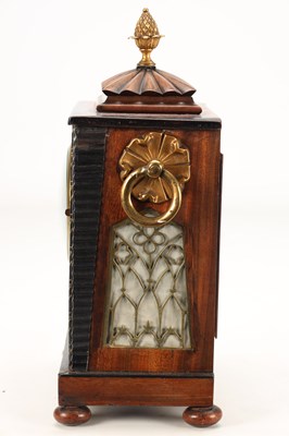 Lot WILLIAM PAYNE, LONDON. A SMALL REGENCY EGYPTIAN STYLE MAHOGANY AND EBONISED FUSEE MANTEL CLOCK