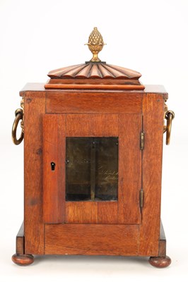 Lot WILLIAM PAYNE, LONDON. A SMALL REGENCY EGYPTIAN STYLE MAHOGANY AND EBONISED FUSEE MANTEL CLOCK