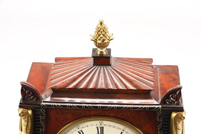 Lot 116 - CHARLES COPE, LONDON A REGENCY FIGURED MAHOGANY EGYPTIAN DOUBLE FUSEE BRACKET CLOCK