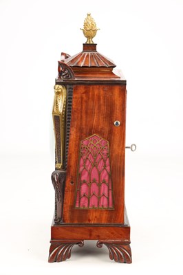 Lot 116 - CHARLES COPE, LONDON A REGENCY FIGURED MAHOGANY EGYPTIAN DOUBLE FUSEE BRACKET CLOCK
