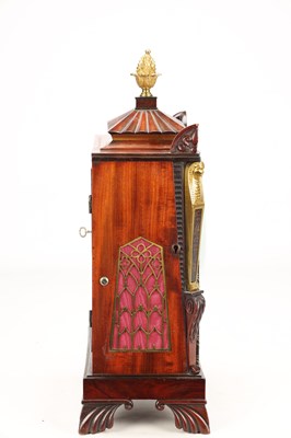 Lot 116 - CHARLES COPE, LONDON A REGENCY FIGURED MAHOGANY EGYPTIAN DOUBLE FUSEE BRACKET CLOCK