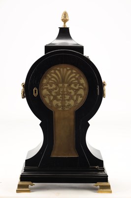 Lot JOHN LEROUX, CHARING CROSS. A GEORGE III ORMOLU MOUNTED EBONISED DOUBLE FUSEE BRACKET CLOCK