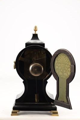Lot JOHN LEROUX, CHARING CROSS. A GEORGE III ORMOLU MOUNTED EBONISED DOUBLE FUSEE BRACKET CLOCK