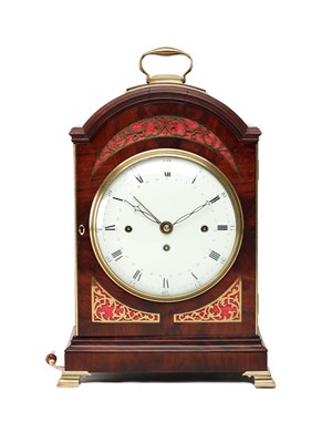 Lot JOHN WYATT, ALTRINCHAM. A REGENCY FIGURED MAHOGANY PAD TOP QUARTER CHIMING BRACKET CLOCK