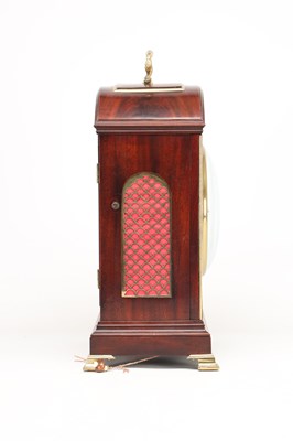 Lot JOHN WYATT, ALTRINCHAM. A REGENCY FIGURED MAHOGANY PAD TOP QUARTER CHIMING BRACKET CLOCK