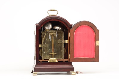 Lot JOHN WYATT, ALTRINCHAM. A REGENCY FIGURED MAHOGANY PAD TOP QUARTER CHIMING BRACKET CLOCK