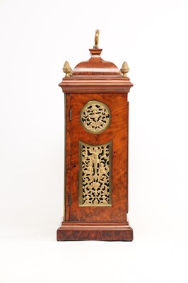 Lot JAMES SMITH, LONDON. A GEORGE III BURR WALNUT VERGE BRACKET CLOCK WITH ALARM