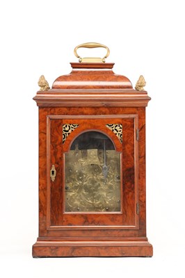 Lot JAMES SMITH, LONDON. A GEORGE III BURR WALNUT VERGE BRACKET CLOCK WITH ALARM