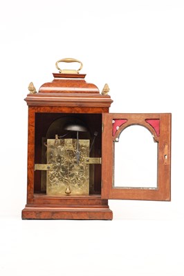 Lot JAMES SMITH, LONDON. A GEORGE III BURR WALNUT VERGE BRACKET CLOCK WITH ALARM
