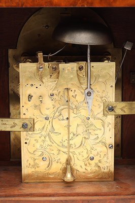 Lot JAMES SMITH, LONDON. A GEORGE III BURR WALNUT VERGE BRACKET CLOCK WITH ALARM