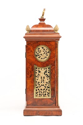 Lot JAMES SMITH, LONDON. A GEORGE III BURR WALNUT VERGE BRACKET CLOCK WITH ALARM