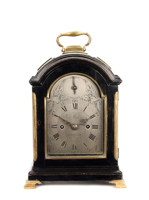 Lot JOHN WIGHTWICK, LONDON. A RARE GEORGE III MINIATURE EBONISED TRIPLE PAD TOP VERGE BRACKET CLOCK