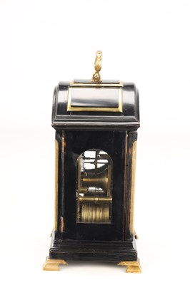 Lot JOHN WIGHTWICK, LONDON. A RARE GEORGE III MINIATURE EBONISED TRIPLE PAD TOP VERGE BRACKET CLOCK
