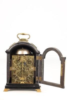 Lot JOHN WIGHTWICK, LONDON. A RARE GEORGE III MINIATURE EBONISED TRIPLE PAD TOP VERGE BRACKET CLOCK