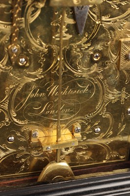 Lot JOHN WIGHTWICK, LONDON. A RARE GEORGE III MINIATURE EBONISED TRIPLE PAD TOP VERGE BRACKET CLOCK
