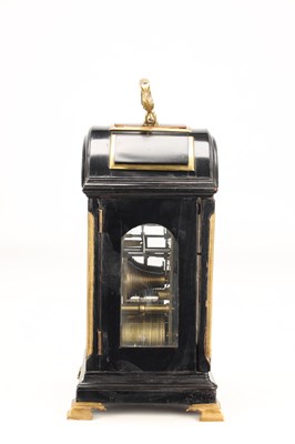 Lot JOHN WIGHTWICK, LONDON. A RARE GEORGE III MINIATURE EBONISED TRIPLE PAD TOP VERGE BRACKET CLOCK