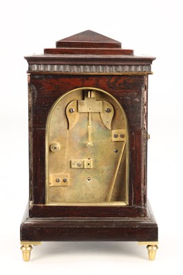 Lot DWERRIHOUSE & CARTER, LONDON. A REGENCY MINIATURE ROSEWOOD AND BRASS INLAID LIBRARY MANTEL CLOCK