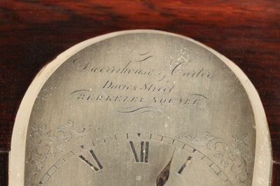 Lot DWERRIHOUSE & CARTER, LONDON. A REGENCY MINIATURE ROSEWOOD AND BRASS INLAID LIBRARY MANTEL CLOCK