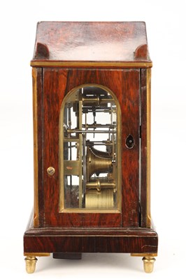 Lot A CIRCA 1815 ENGLISH ROSEWOOD MINIATURE TWIN FUSEE MANTEL CLOCK BY RICHARD CLARKE & SONS, LONDON