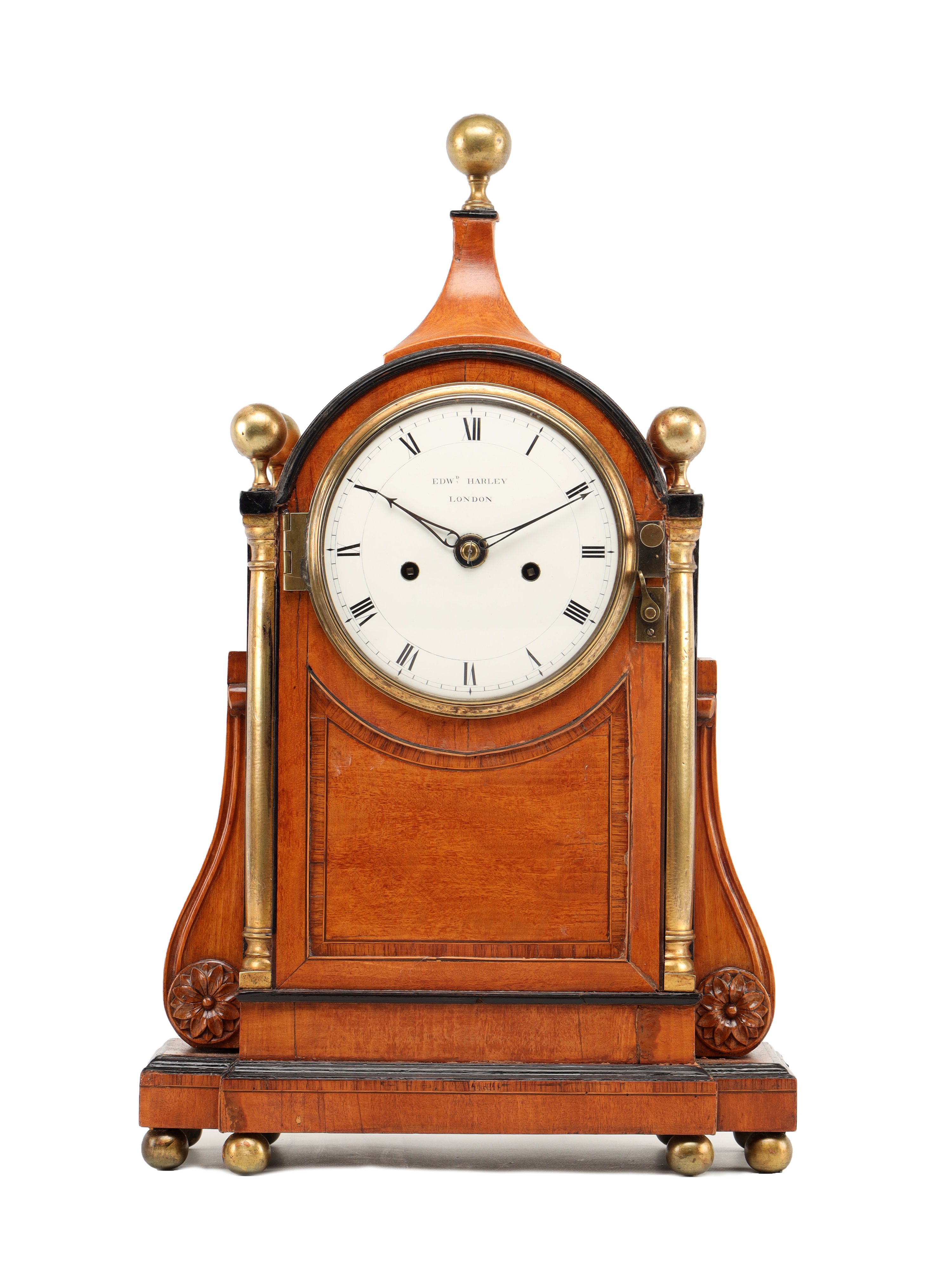 Lot 16 Edward Harley satinwood double-fusee bracket clock
