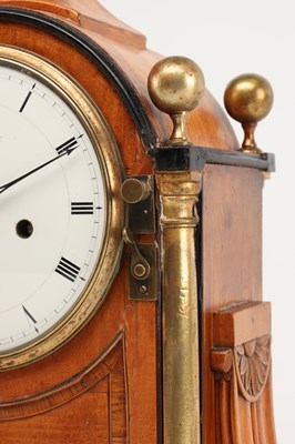 Lot EDWARD HARLEY, LONDON. A GEORGE III SATINWOOD DOUBLE FUSEE BRACKET CLOCK WITH ORMOLU QUARTER COLUMNS