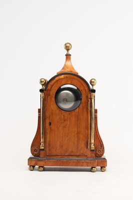 Lot EDWARD HARLEY, LONDON. A GEORGE III SATINWOOD DOUBLE FUSEE BRACKET CLOCK WITH ORMOLU QUARTER COLUMNS