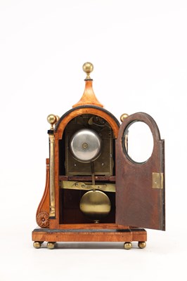 Lot EDWARD HARLEY, LONDON. A GEORGE III SATINWOOD DOUBLE FUSEE BRACKET CLOCK WITH ORMOLU QUARTER COLUMNS