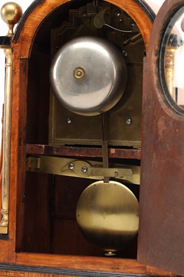 Lot EDWARD HARLEY, LONDON. A GEORGE III SATINWOOD DOUBLE FUSEE BRACKET CLOCK WITH ORMOLU QUARTER COLUMNS