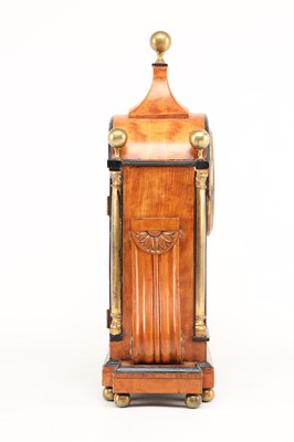 Lot EDWARD HARLEY, LONDON. A GEORGE III SATINWOOD DOUBLE FUSEE BRACKET CLOCK WITH ORMOLU QUARTER COLUMNS