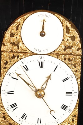 Lot MARRIOTT, LONDON. A MINIATURE GEORGE III ORMOLU MOUNTED QUARTER CHIMING VERGE BRACKET CLOCK