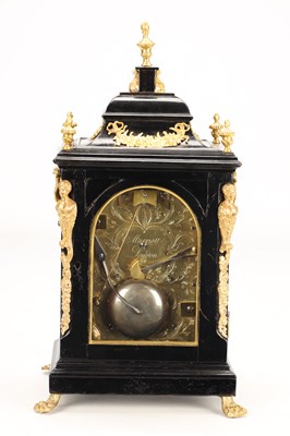 Lot MARRIOTT, LONDON. A MINIATURE GEORGE III ORMOLU MOUNTED QUARTER CHIMING VERGE BRACKET CLOCK