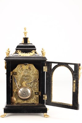 Lot MARRIOTT, LONDON. A MINIATURE GEORGE III ORMOLU MOUNTED QUARTER CHIMING VERGE BRACKET CLOCK