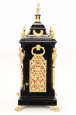Lot MARRIOTT, LONDON. A MINIATURE GEORGE III ORMOLU MOUNTED QUARTER CHIMING VERGE BRACKET CLOCK