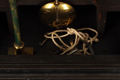 Lot PAYNE & CO., LONDON. A MID 19TH CENTURY EBONISED DOUBLE FUSEE QUARTER CHIMING BRACKET CLOCK