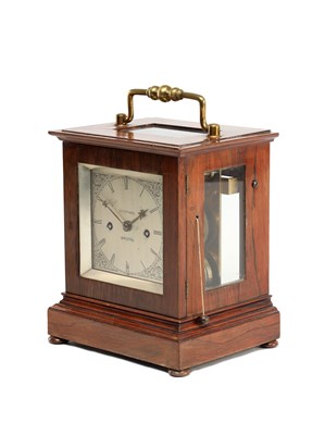 Lot SHEPPARD, BRISTOL. A SMALL ROSEWOOD DOUBLE FUSEE FOUR-GLASS LIBRARY CLOCK