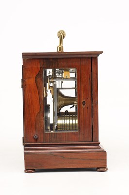 Lot SHEPPARD, BRISTOL. A SMALL ROSEWOOD DOUBLE FUSEE FOUR-GLASS LIBRARY CLOCK