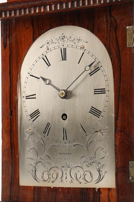 Lot DONALD, NEWCASTLE. A SMALL LATE REGENCY ROSEWOOD FUSEE TIMEPIECE MANTEL CLOCK