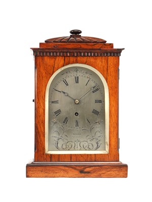 Lot DONALD, NEWCASTLE. A SMALL LATE REGENCY ROSEWOOD FUSEE TIMEPIECE MANTEL CLOCK
