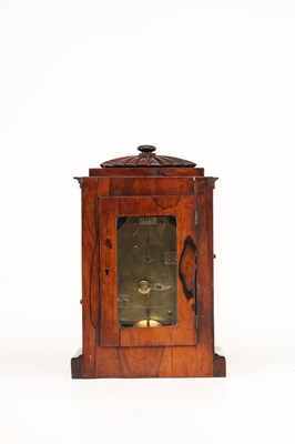 Lot DONALD, NEWCASTLE. A SMALL LATE REGENCY ROSEWOOD FUSEE TIMEPIECE MANTEL CLOCK