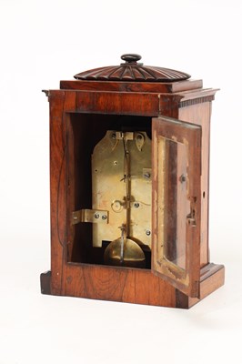 Lot DONALD, NEWCASTLE. A SMALL LATE REGENCY ROSEWOOD FUSEE TIMEPIECE MANTEL CLOCK