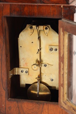 Lot DONALD, NEWCASTLE. A SMALL LATE REGENCY ROSEWOOD FUSEE TIMEPIECE MANTEL CLOCK