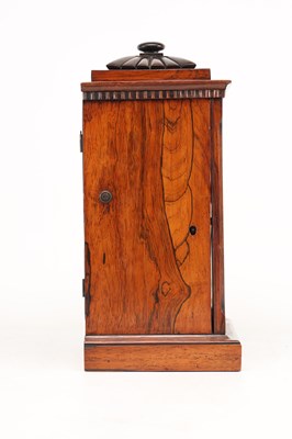Lot DONALD, NEWCASTLE. A SMALL LATE REGENCY ROSEWOOD FUSEE TIMEPIECE MANTEL CLOCK