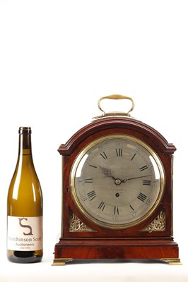 Lot WILLIAM FENTON, LONDON. A GEORGE III FIGURED MAHOGANY VERGE BRACKET CLOCK