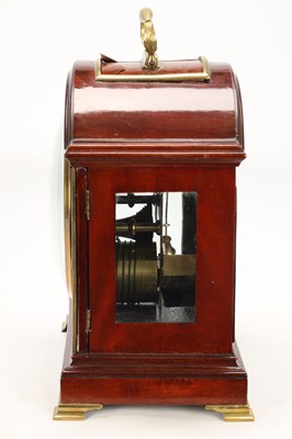 Lot WILLIAM FENTON, LONDON. A GEORGE III FIGURED MAHOGANY VERGE BRACKET CLOCK