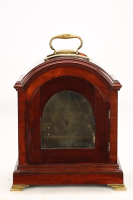 Lot WILLIAM FENTON, LONDON. A GEORGE III FIGURED MAHOGANY VERGE BRACKET CLOCK