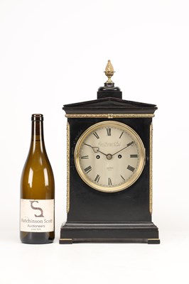 Lot THOMAS GAMMAGE & SON, LONDON A SMALL ORMOLU MOUNTED EBONISED DOUBLE FUSEE BRACKET CLOCK CIRCA 1840