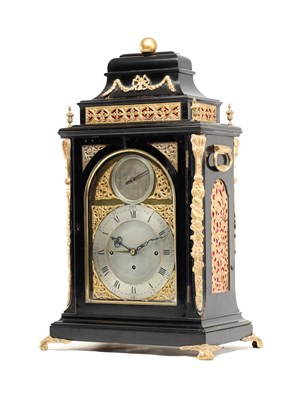 Lot GRAVELL & TOLKEIN, LONDON. A GEORGE III ORMOLU MOUNTED TRIPLE FUSEE QUARTER CHIMING BRACKET CLOCK