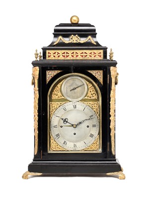 Lot GRAVELL & TOLKEIN, LONDON. A GEORGE III ORMOLU MOUNTED TRIPLE FUSEE QUARTER CHIMING BRACKET CLOCK
