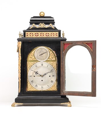 Lot GRAVELL & TOLKEIN, LONDON. A GEORGE III ORMOLU MOUNTED TRIPLE FUSEE QUARTER CHIMING BRACKET CLOCK
